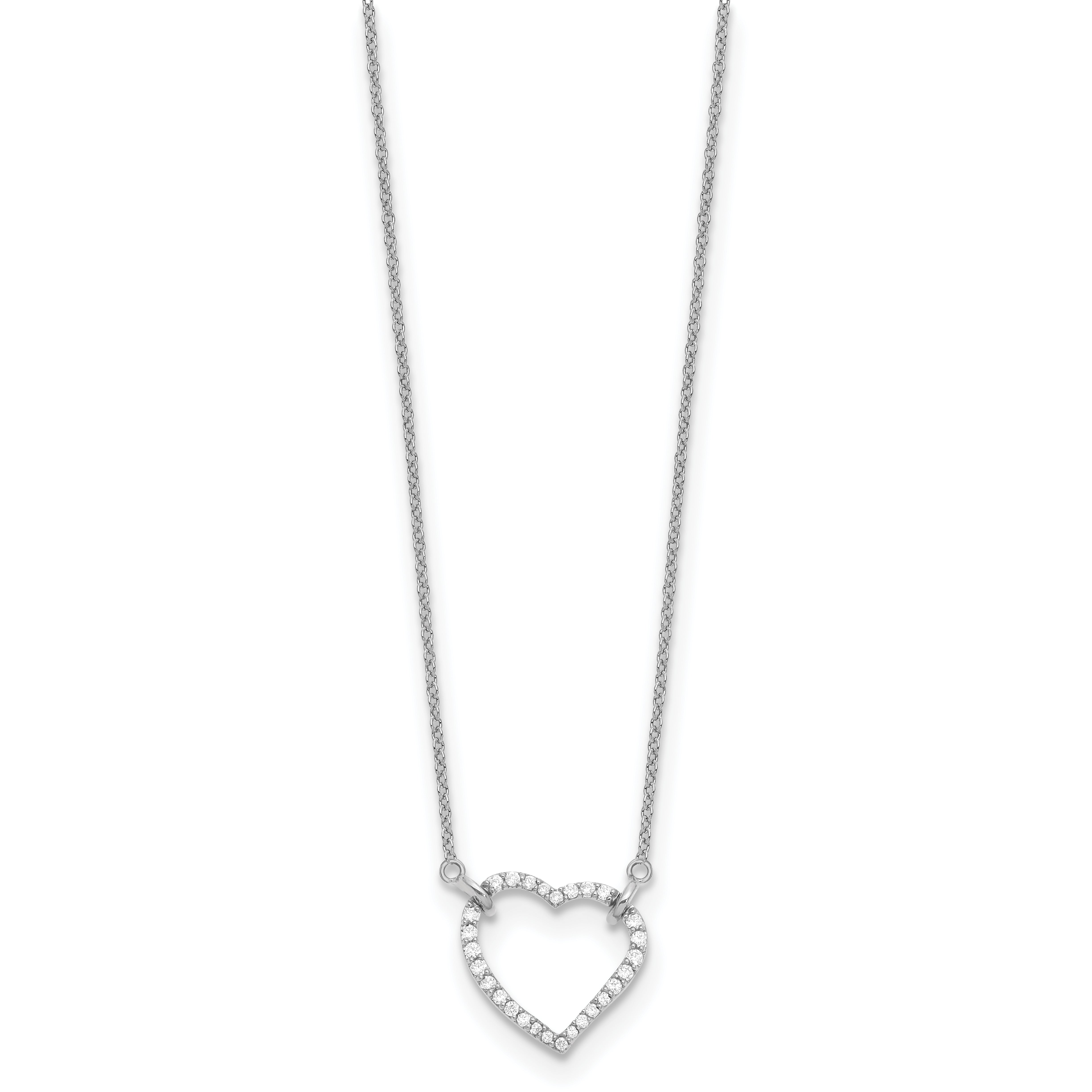 14k White Gold 1/5 carat Lab Grown Diamond VS/SI+ G+ Complete 18 inch Heart Necklace