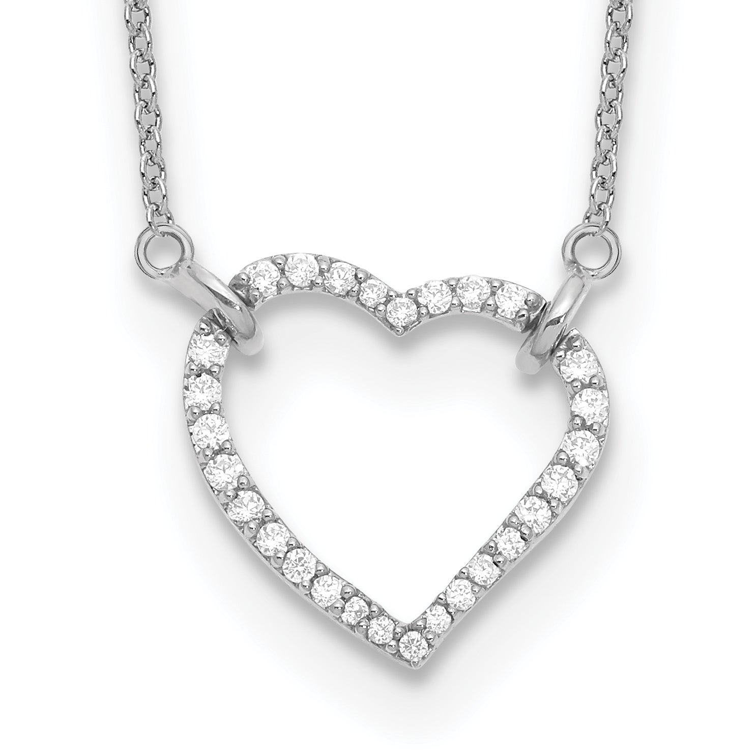 14k White Gold 1/5 carat Lab Grown Diamond VS/SI+ G+ Complete 18 inch Heart Necklace