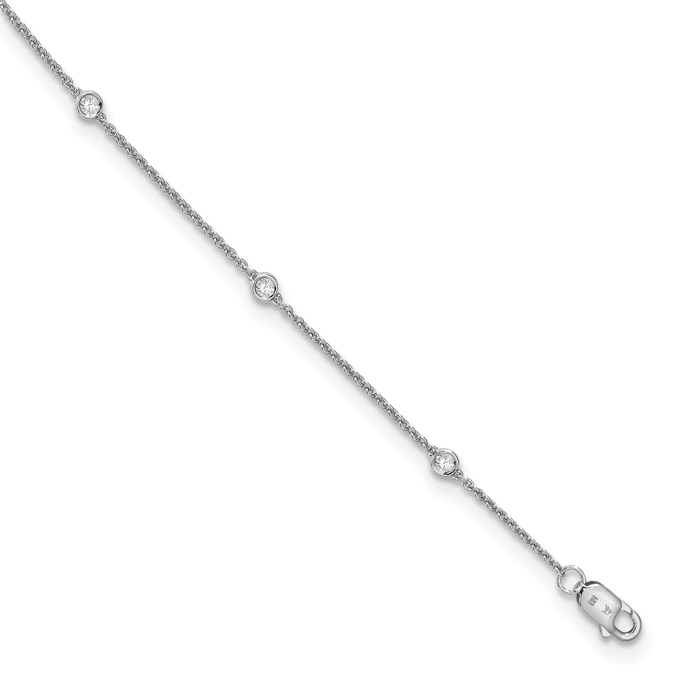 True Origin 14k White Gold 1/6 carat Lab Grown Diamond VS+ F+ Seven Station 7 inch Bracelet