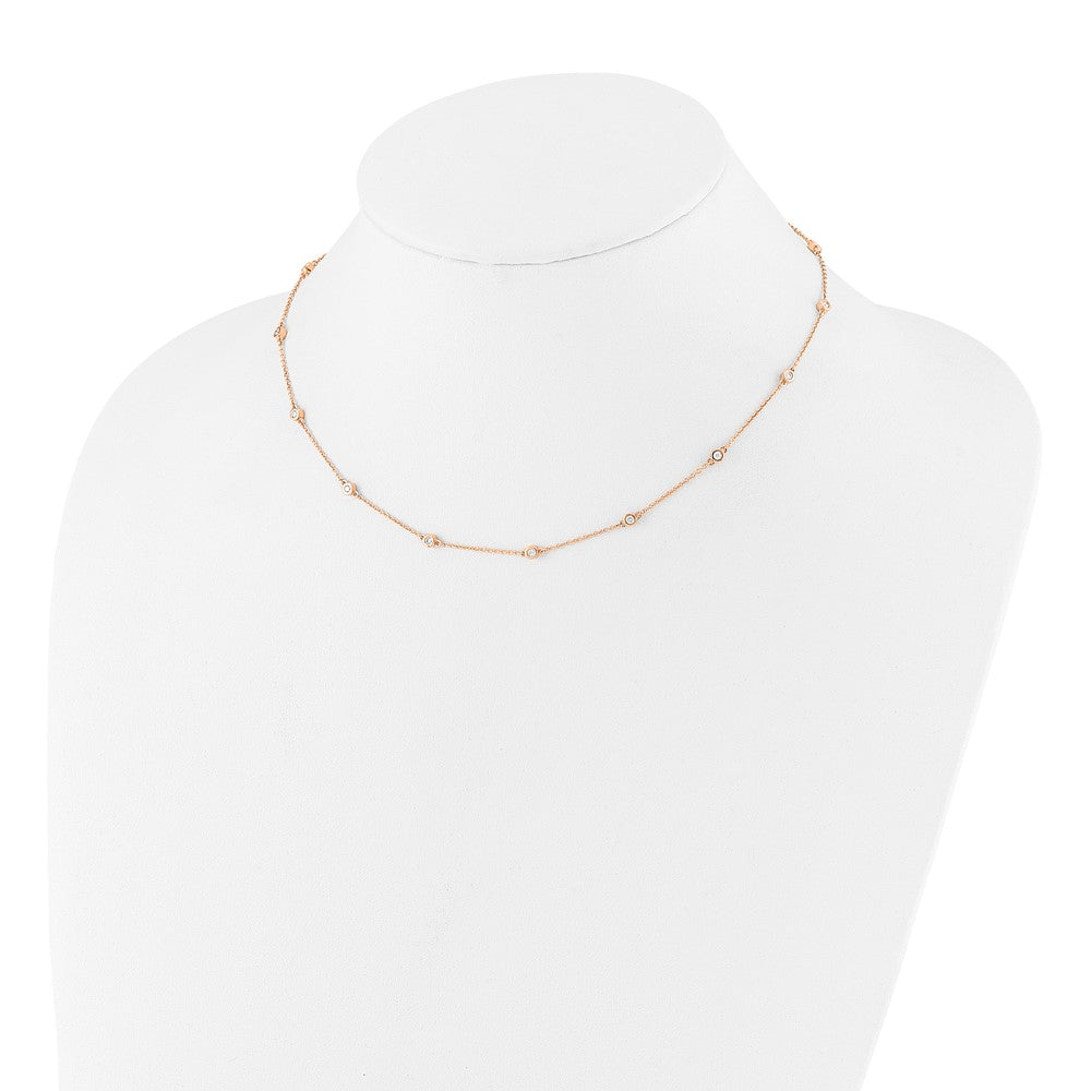 True Origin 14K Rose Gold 1/3 carat Lab Grown Diamond VS/SI  D E F  16 Station 16 Inch Necklace