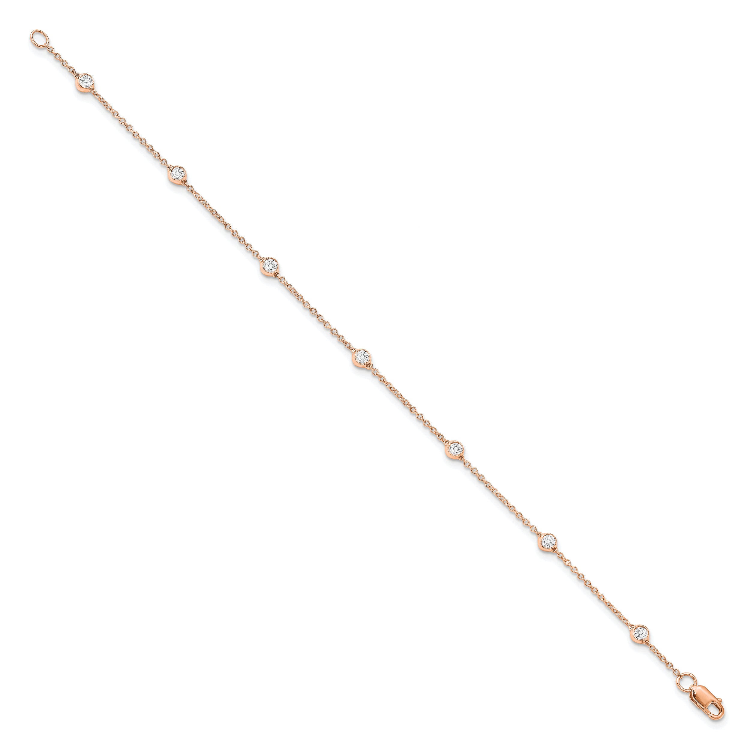 True Origin 14k Rose Gold 1/2 carat Lab Grown Diamond VS+ F+ Nine Station 9 inch Bracelet