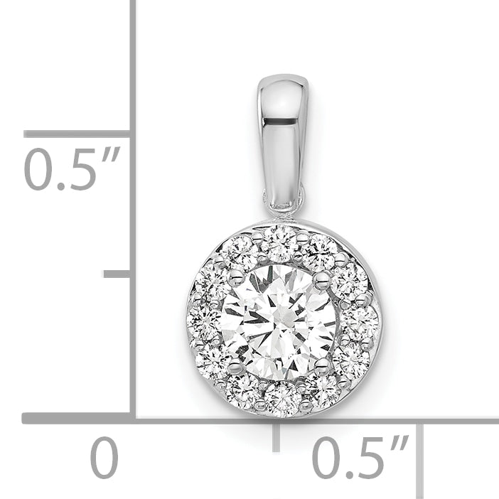 14k White Gold 3/4 carat Lab Grown Diamond VS/SI+ G+ Round Complete Halo Pendant