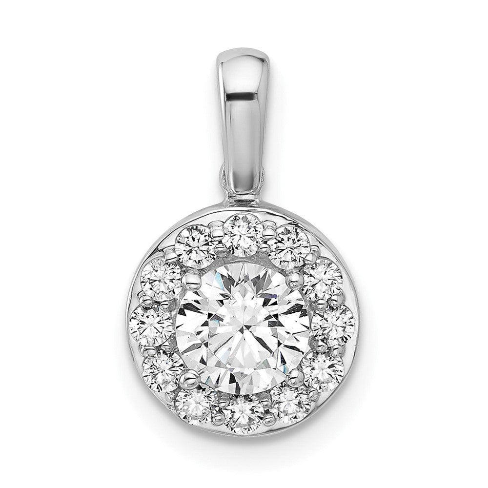 14K White Gold Lab Grown Diamond VS/SI FGH Round Halo Pendant