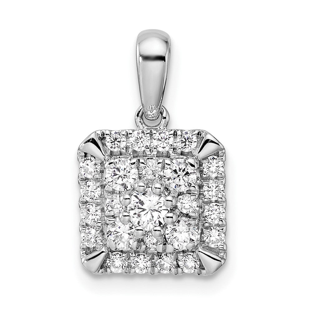 14K White Gold Lab Grown Diamond VS/SI FGH Square Pendant