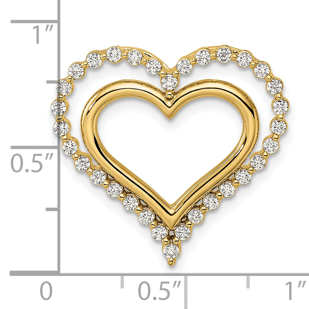 14k 1/2 carat Lab Grown Diamond VS/SI+ G+ Complete Double Heart Chain Slide Pendant