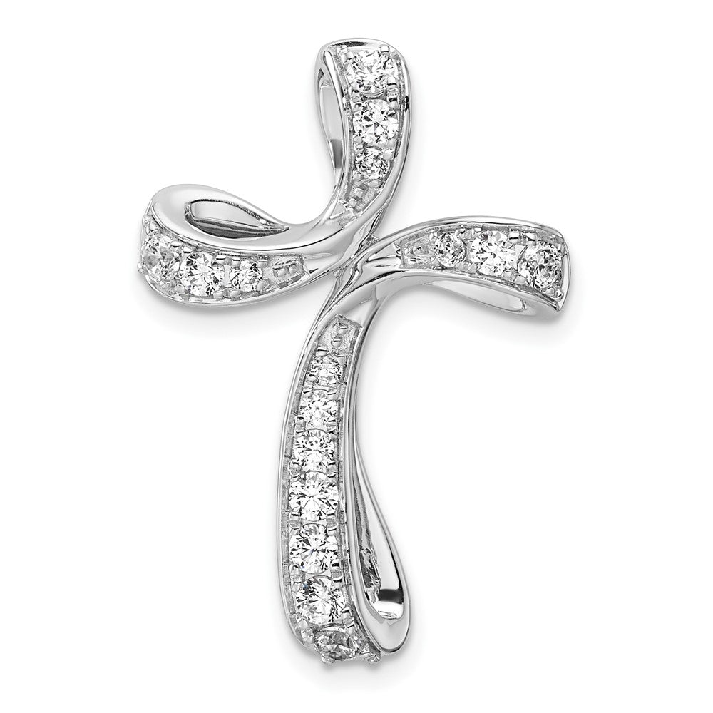 14K White Gold Lab Grown Diamond VS/SI FGH Cross Chain Slide