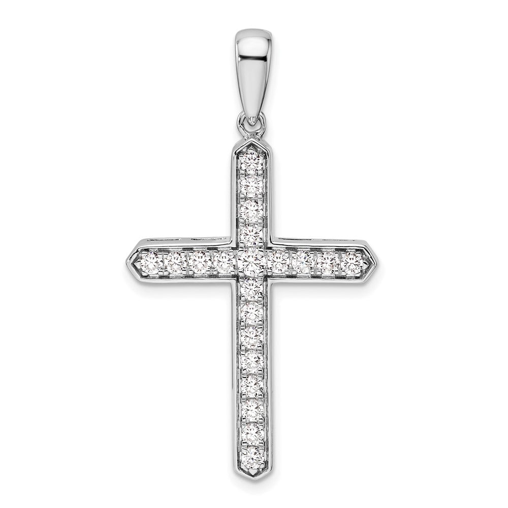 14K White Gold Lab Grown Diamond VS/SI FGH Cross Pendant