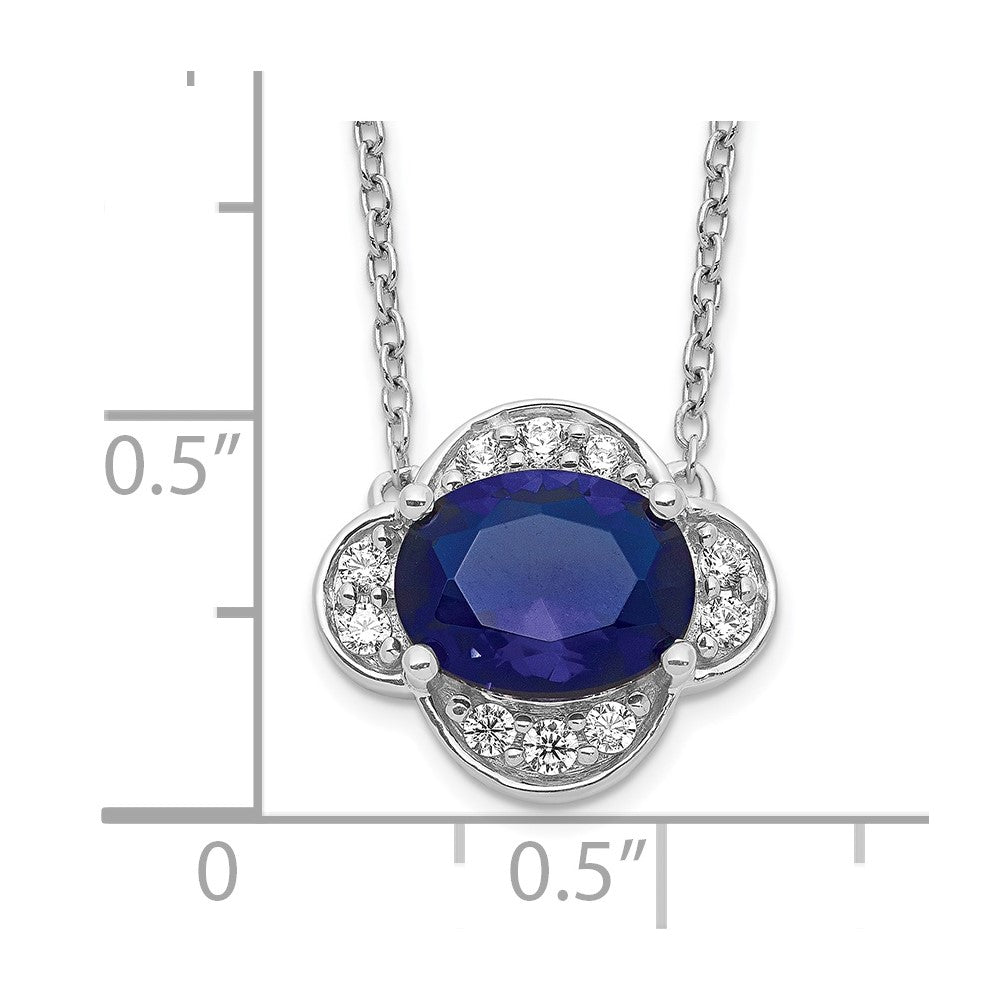 14K White Gold Lab Grown Diamond VS/SI FGH & Created Sapphire Neckla