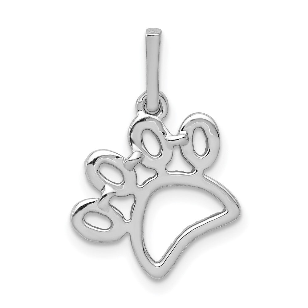 14K White Gold Lab Grown VS/SI FGH Dia Paw Print Pendant