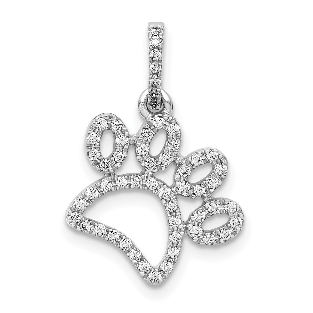 14K White Gold Lab Grown VS/SI FGH Dia Paw Print Pendant