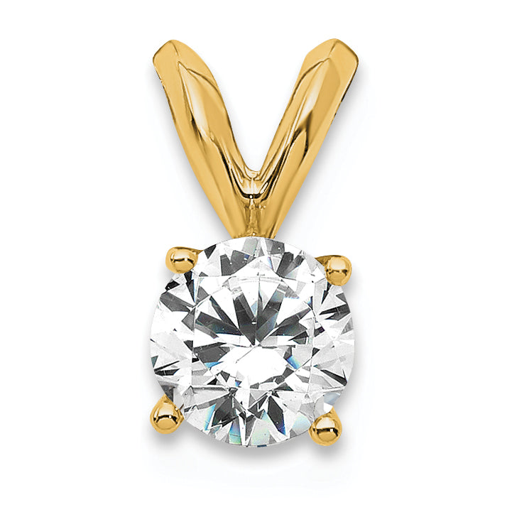 14k White Gold 1/4 carat Lab Grown Diamond VS/SI+ G+ Round Complete Four Prong Solitaire Pendant