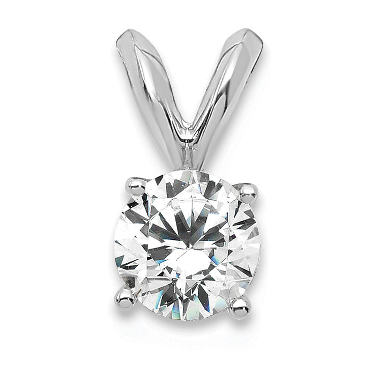 14k White Gold 1/2 carat Certified Lab Grown Diamond VS+ F+ Round Complete Four Prong 18 inch Solitaire Pendant Necklace