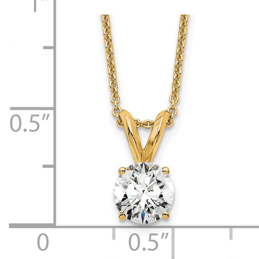 14k White Gold 1/2 carat Certified Lab Grown Diamond VS+ F+ Round Complete Four Prong 18 inch Solitaire Pendant Necklace