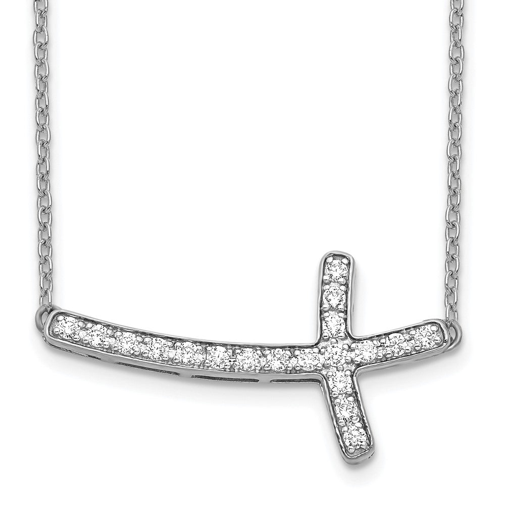 14K White Gold Lab Grown Diamond Vs/Si Fgh Sideways Cross 18In Neckl