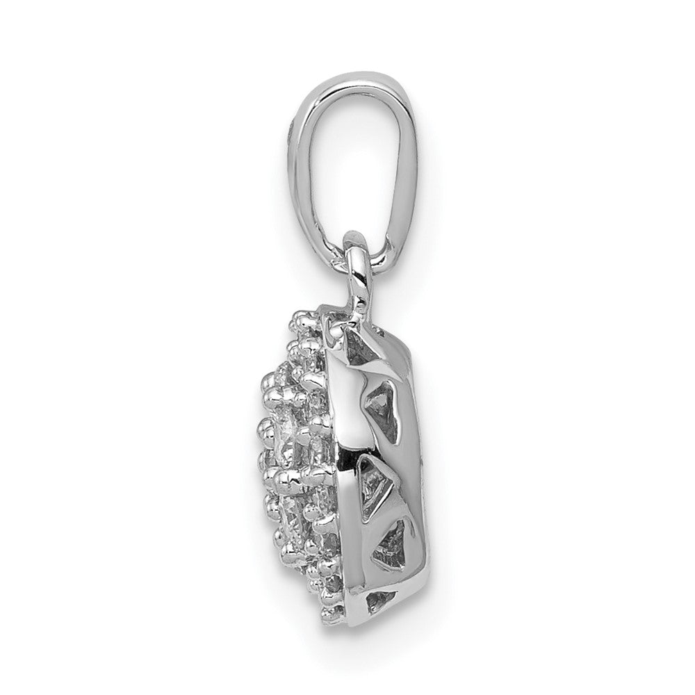 14K White Gold Lab Grown Vs/Si Fgh Dia Round Halo Cluster Pendant