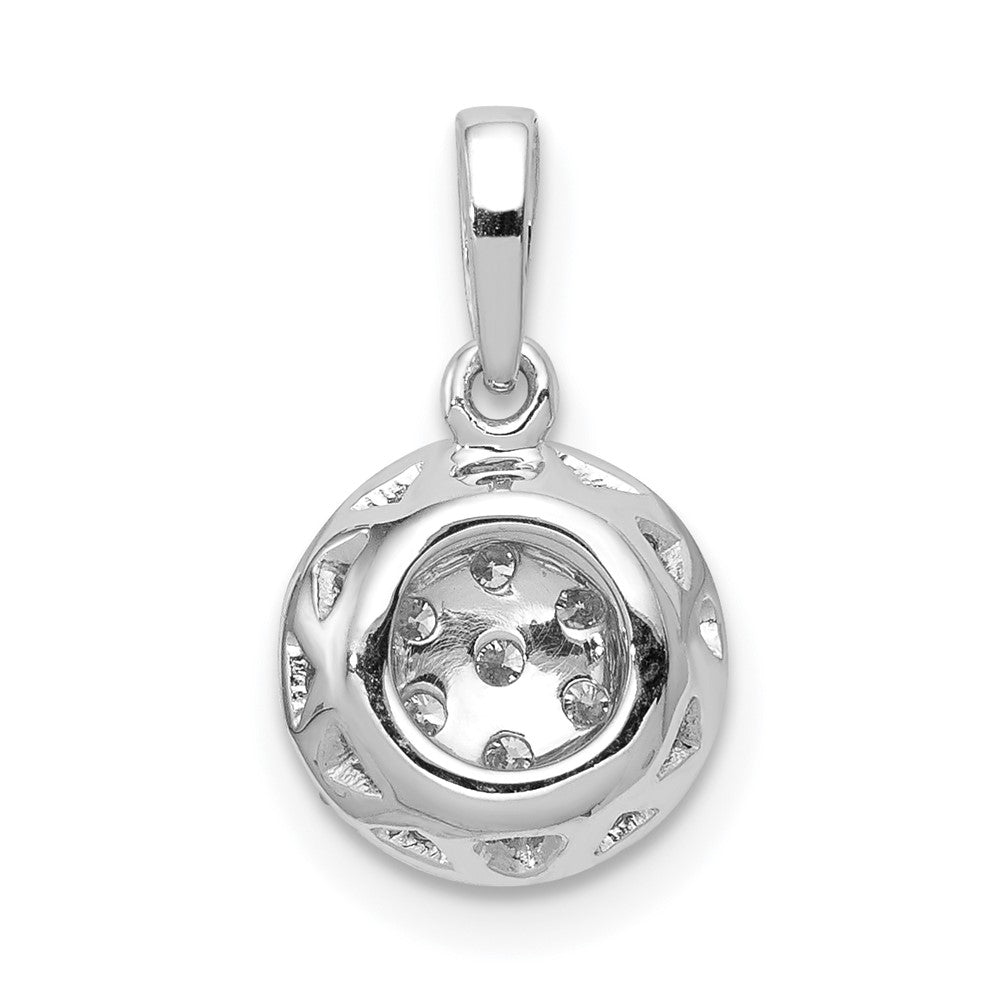 14K White Gold Lab Grown Vs/Si Fgh Dia Round Halo Cluster Pendant