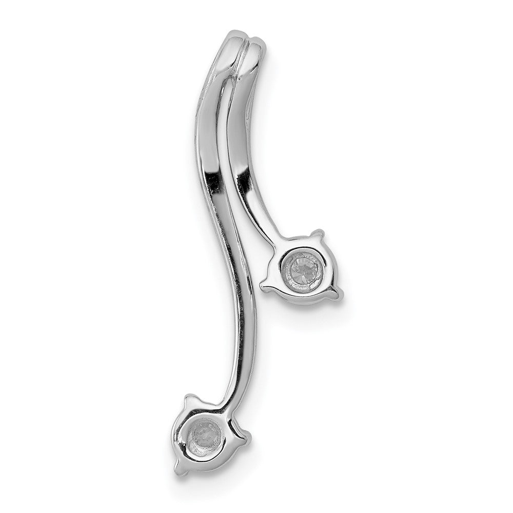 14K White Gold Lab Grown Vs/Si Fgh Dia Double Curves Chain Slide