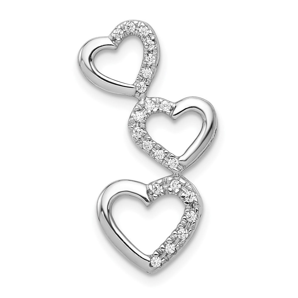 14K White Gold Lab Grown Vs/Si Fgh Dia Triple Heart Chain Slide