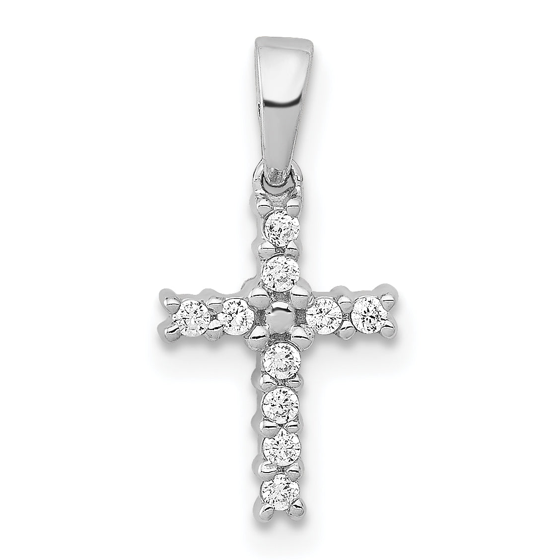 14k White Gold 1/10 carat Lab Grown Diamond VS/SI+ G+ Complete Latin Cross Pendant