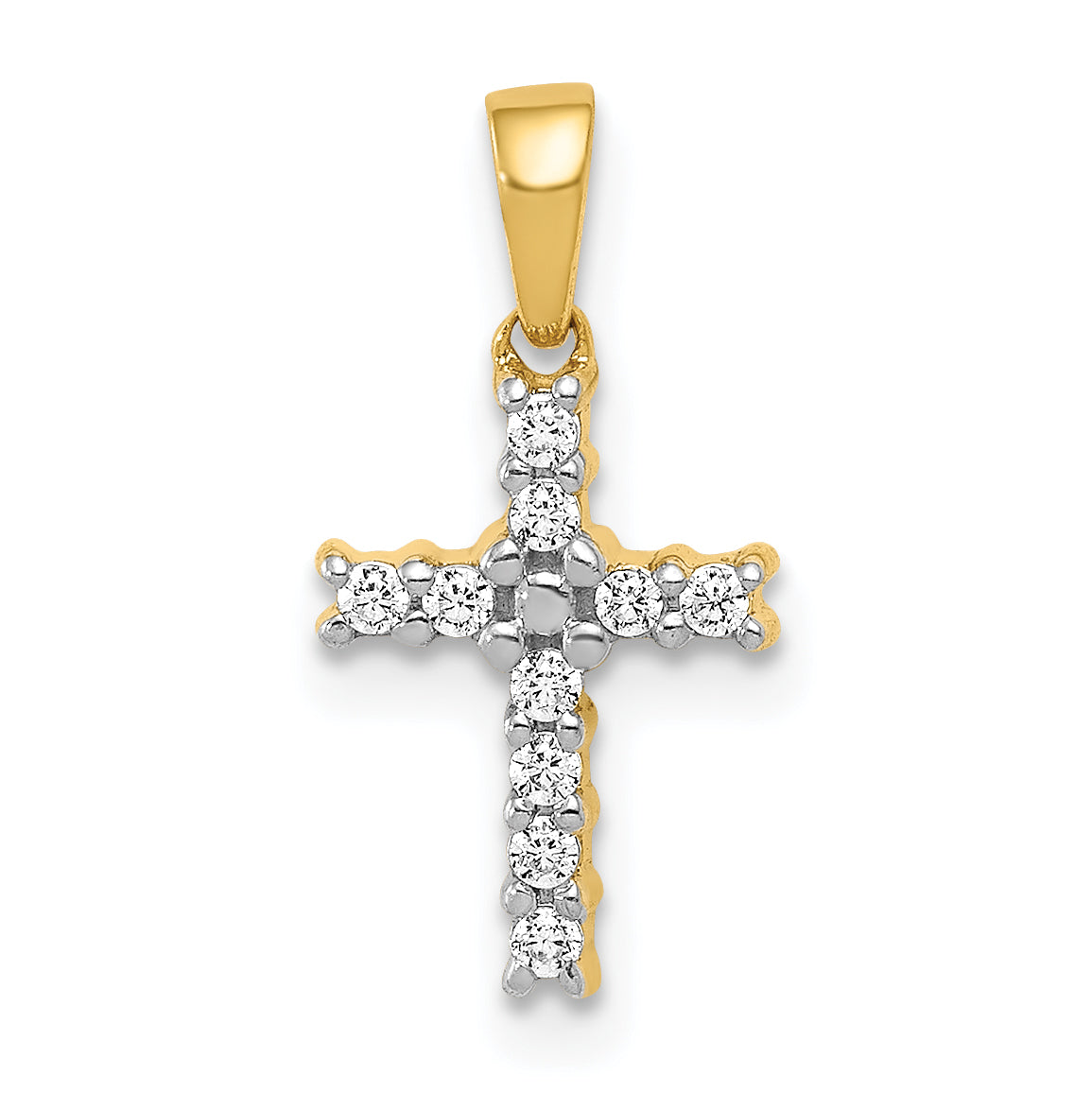 14k White Gold 1/10 carat Lab Grown Diamond VS/SI+ G+ Complete Latin Cross Pendant