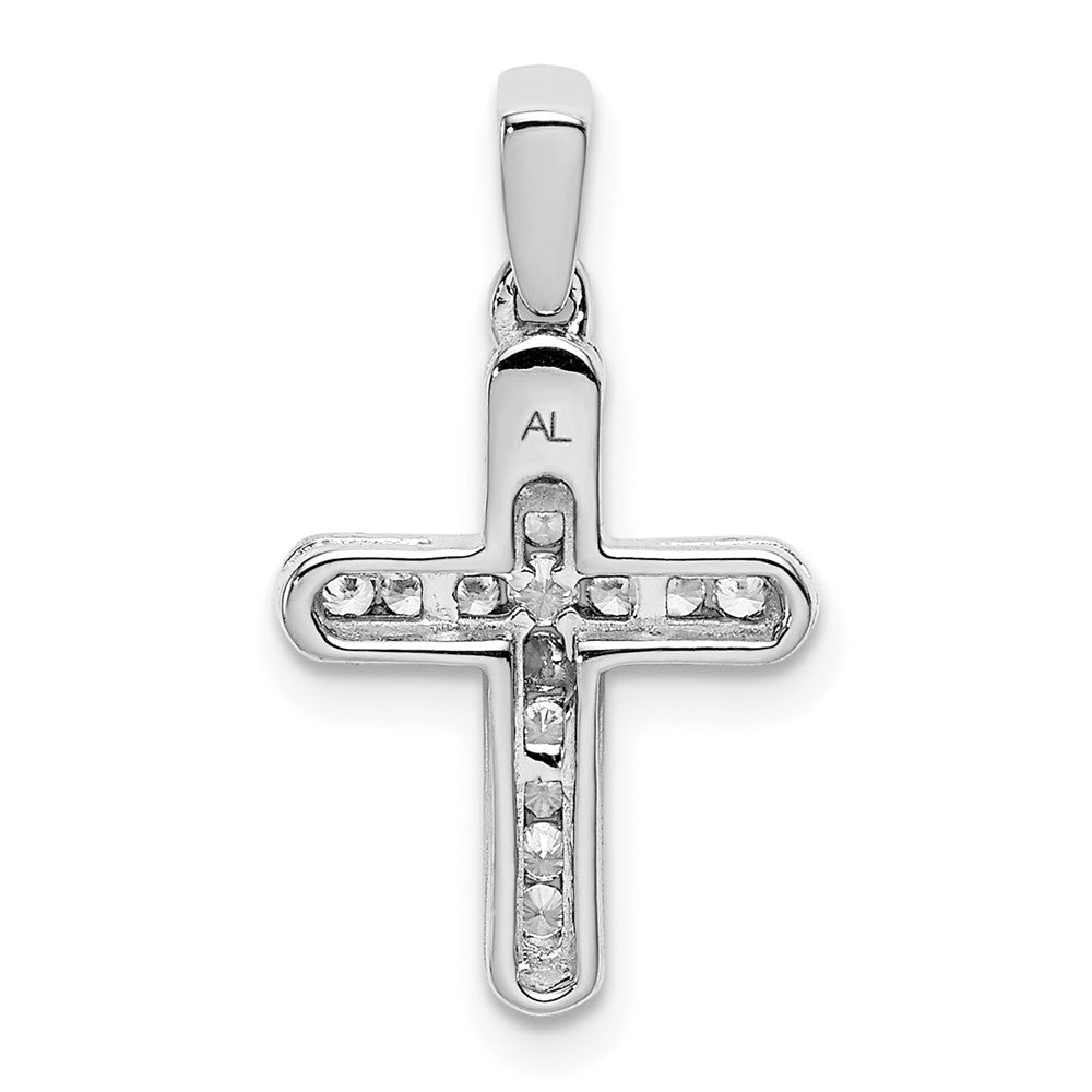 14K White Gold Lab Grown VS/SI FGH Dia Latin Cross Pendant