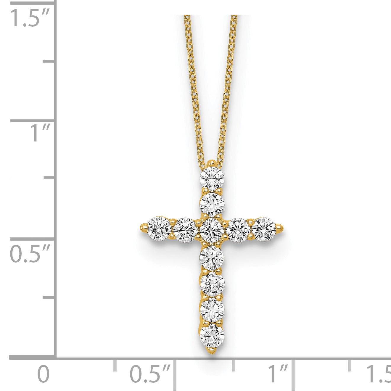 10k White Gold 3/4 carat Lab Grown Diamond VS/SI+ G+ Complete 18 inch Cross Pendant Necklace