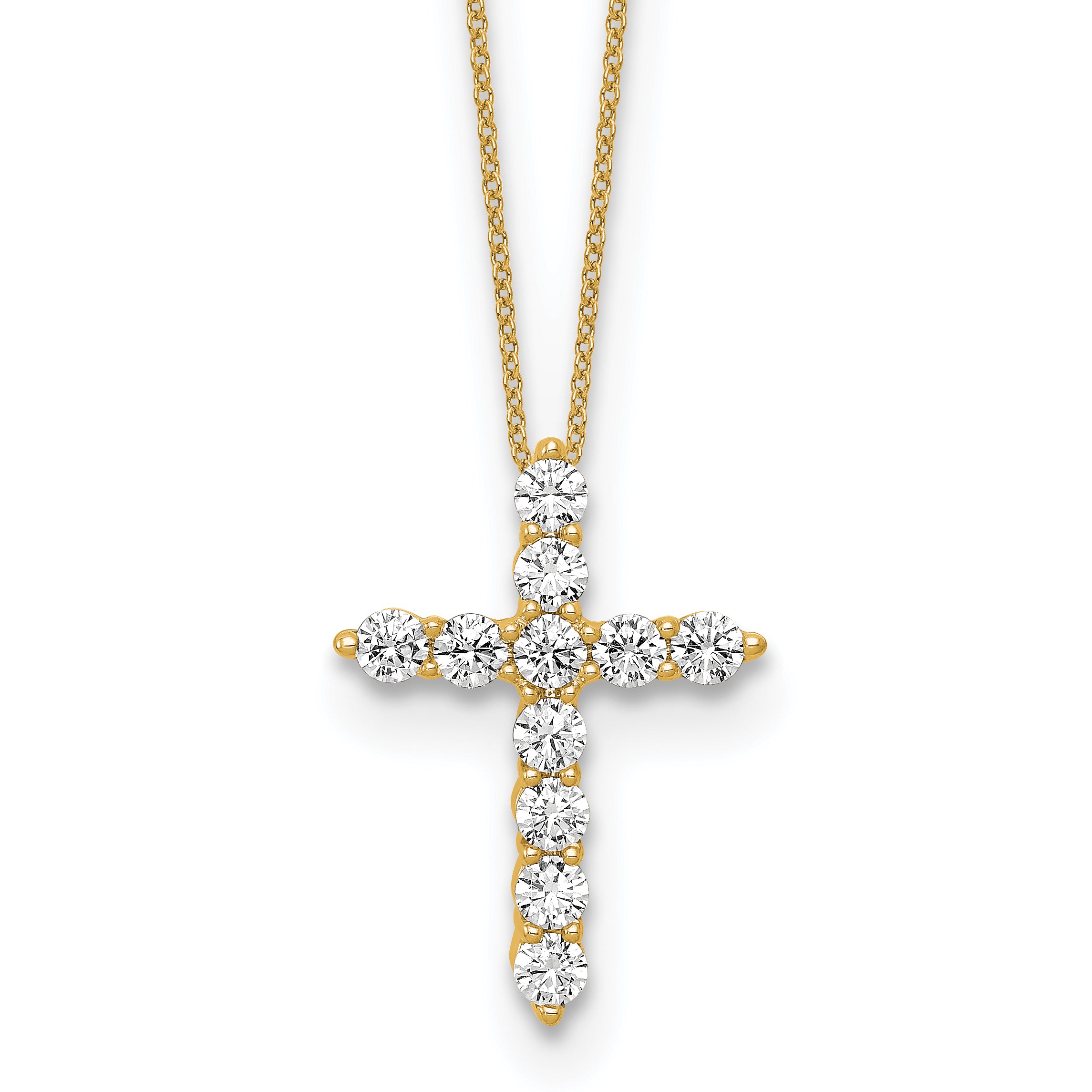 10k White Gold 3/4 carat Lab Grown Diamond VS/SI+ G+ Complete 18 inch Cross Pendant Necklace