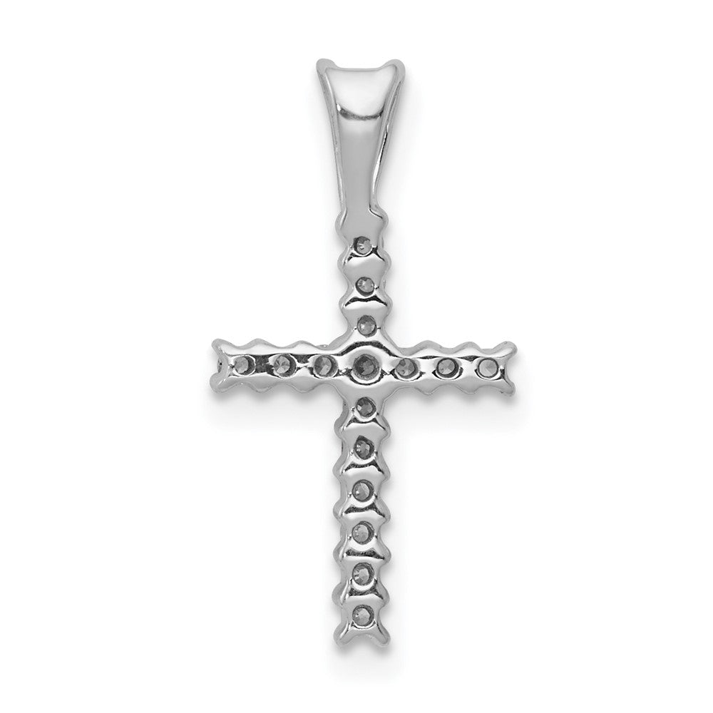 14K White Gold Lab Grown VS/SI FGH Dia Latin Cross Pendant