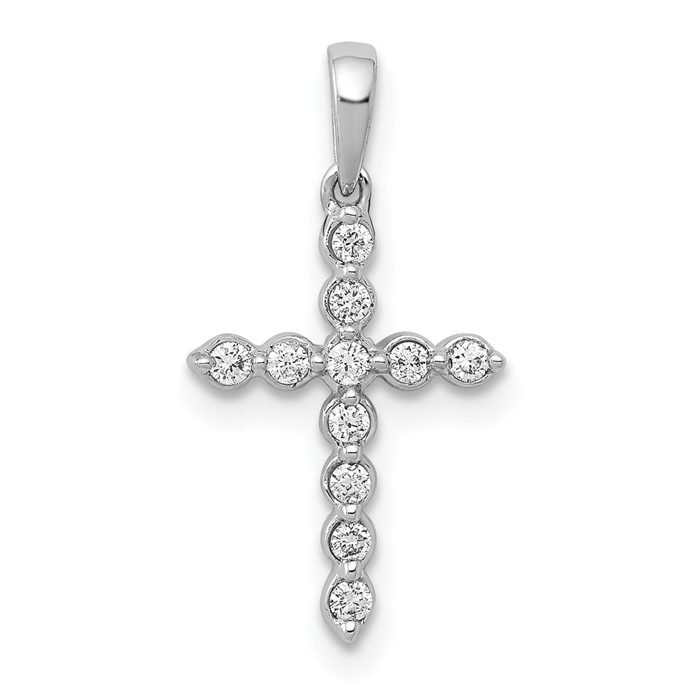 14K White Gold Lab Grown VS/SI FGH Dia Cross Pendant