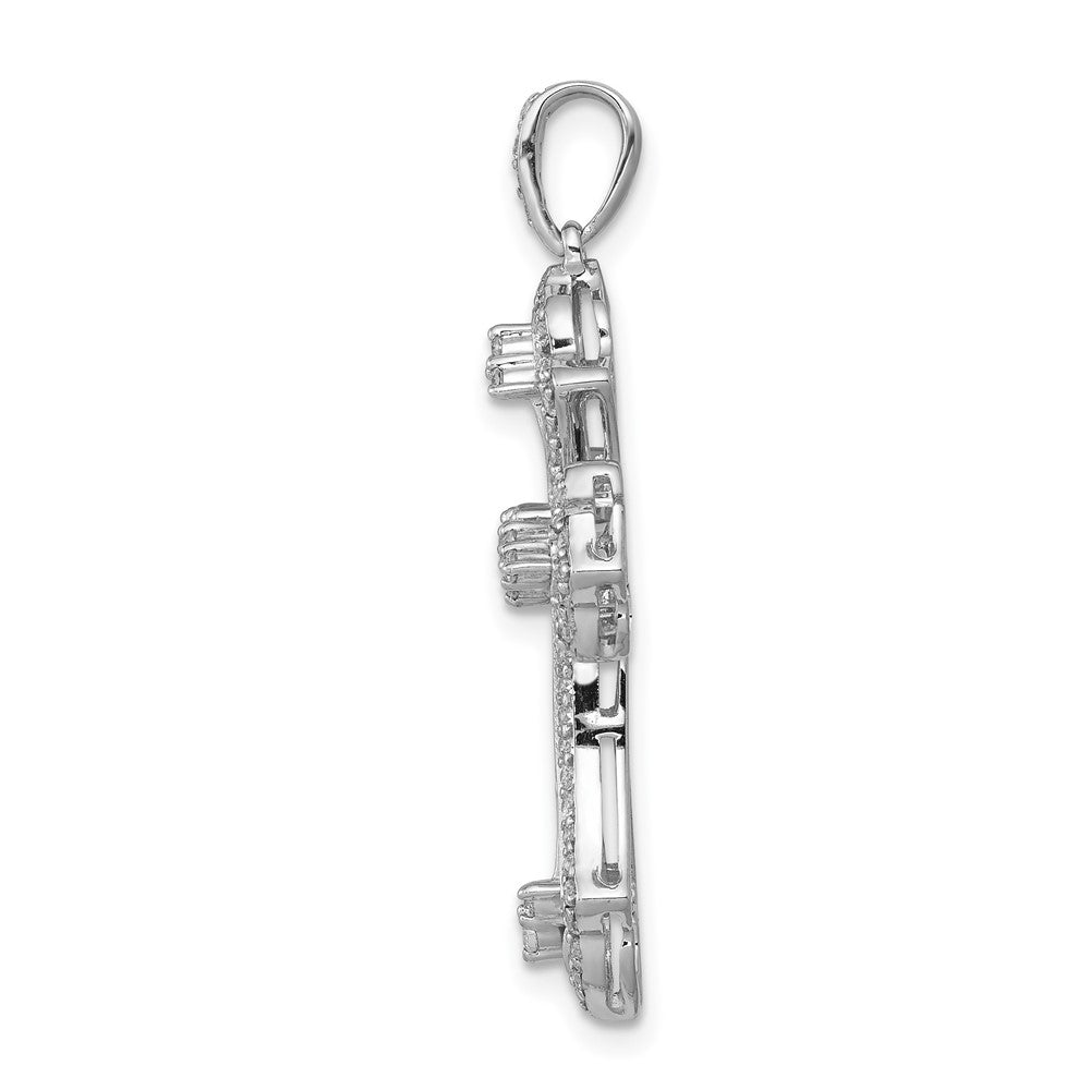 14K White Gold Lab Grown Vs/Si Fgh Dia Fancy Cross Pendant