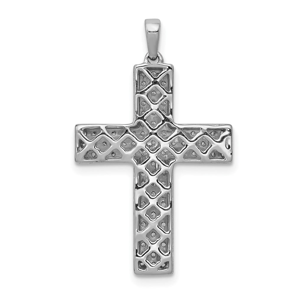14K White Gold Lab Grown VS/SI FGH Dia Latin Cross Pendant