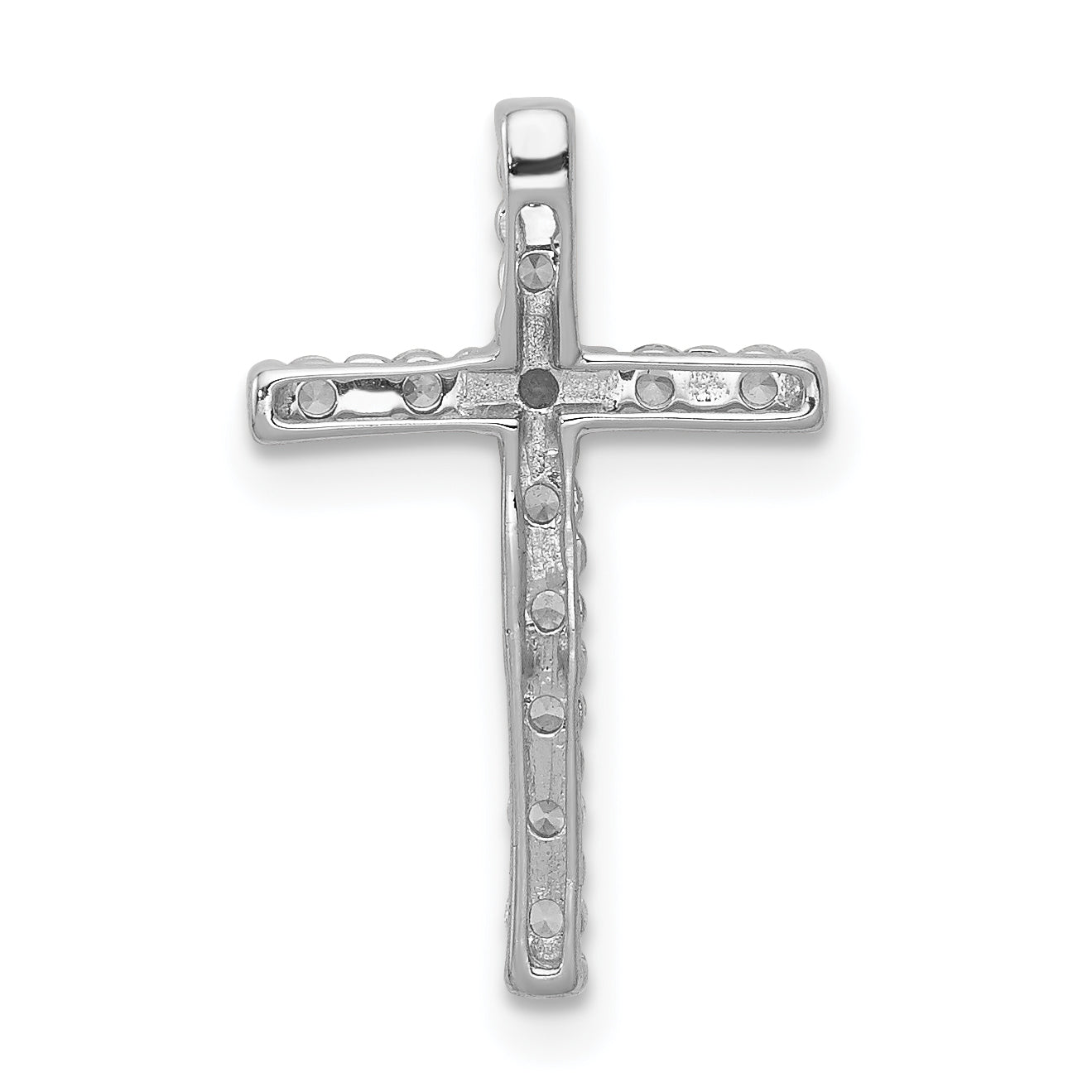 14k White Gold 1/4 carat Lab Grown Diamond VS/SI+ G+ Complete Cross Chain Slide Pendant