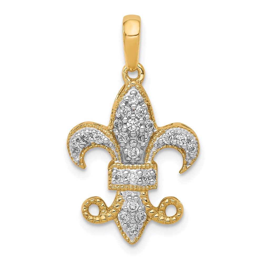 14K Lab Grown Diamond Vs/Si Fgh Fleur De Lis Pendant
