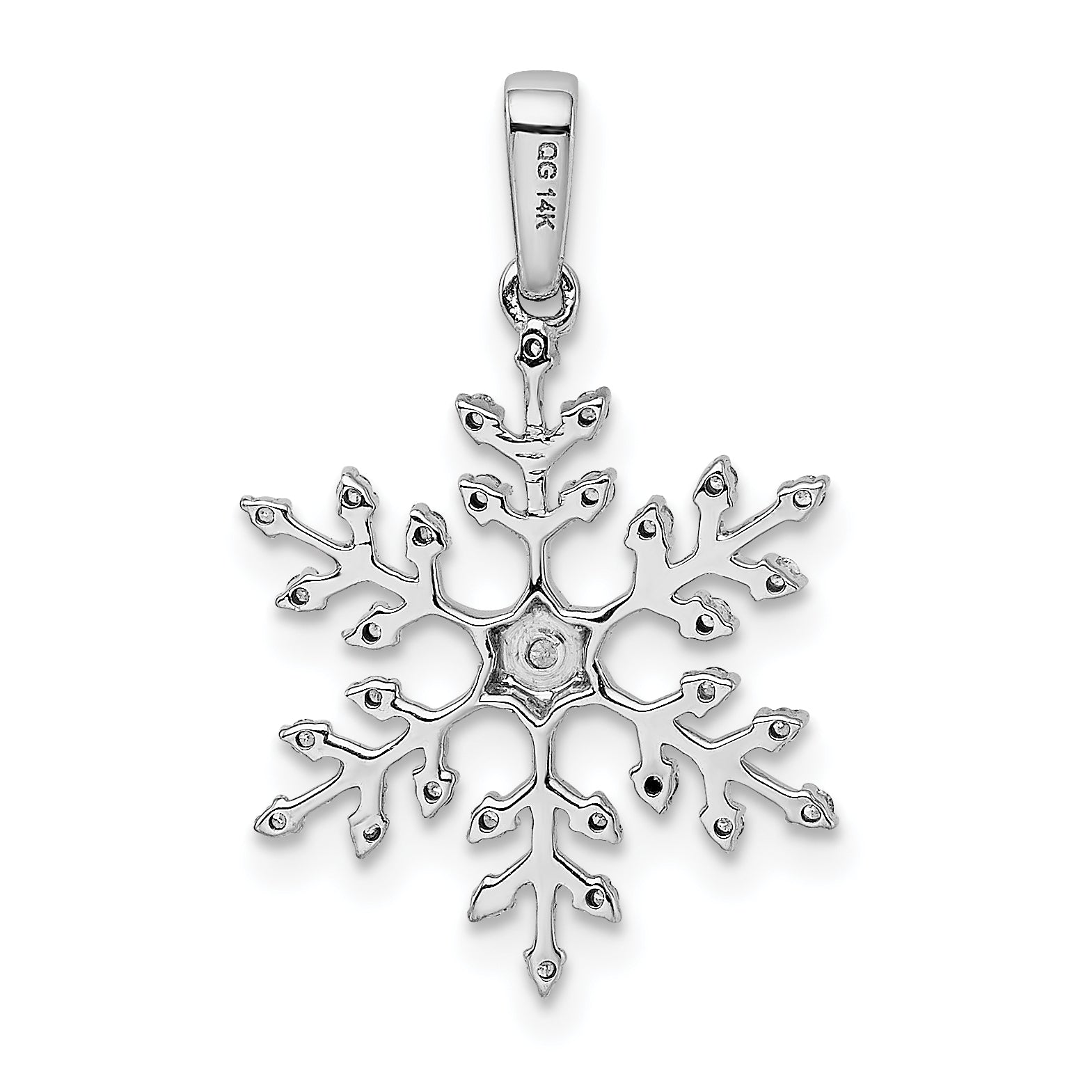 14k White Gold 1/6 carat Lab Grown Diamond VS/SI+ G+ Complete Snowflake Pendant