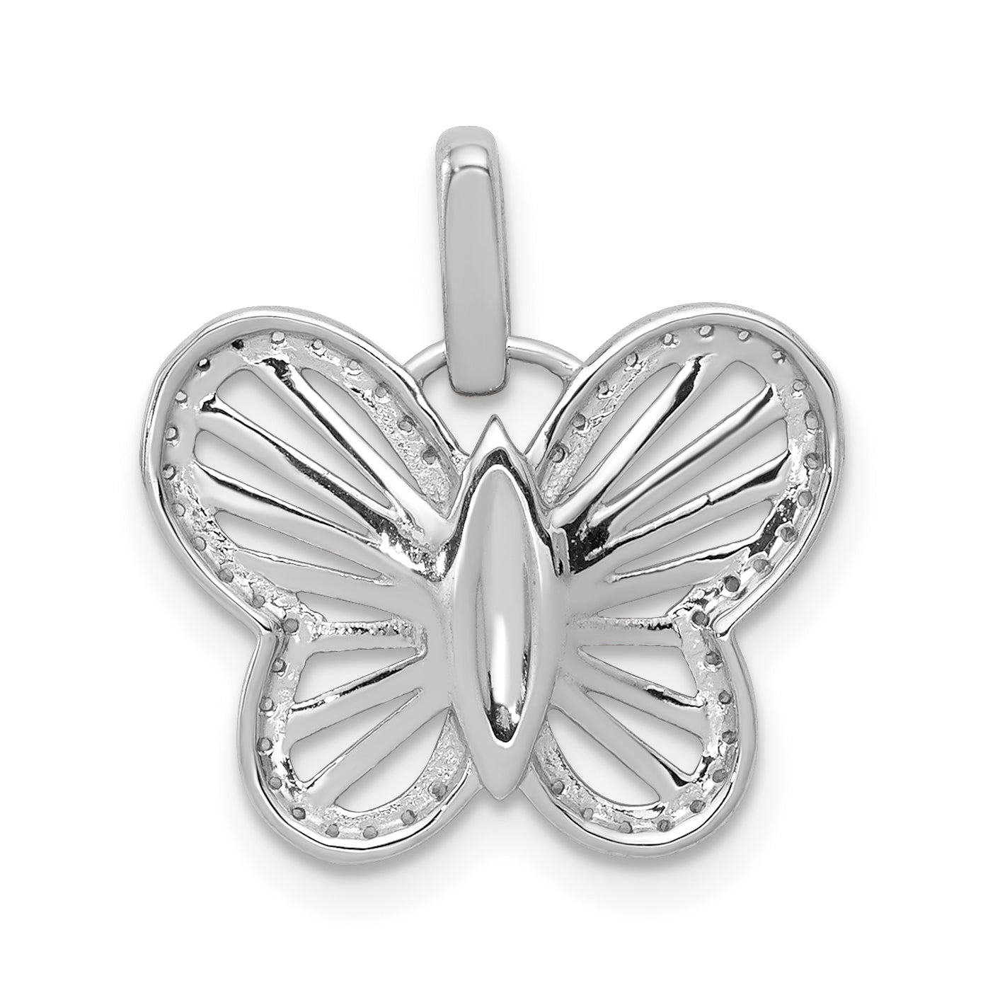14k White Gold 1/5 carat Lab Grown Diamond VS/SI+ G+ Complete Buttlerfly Pendant