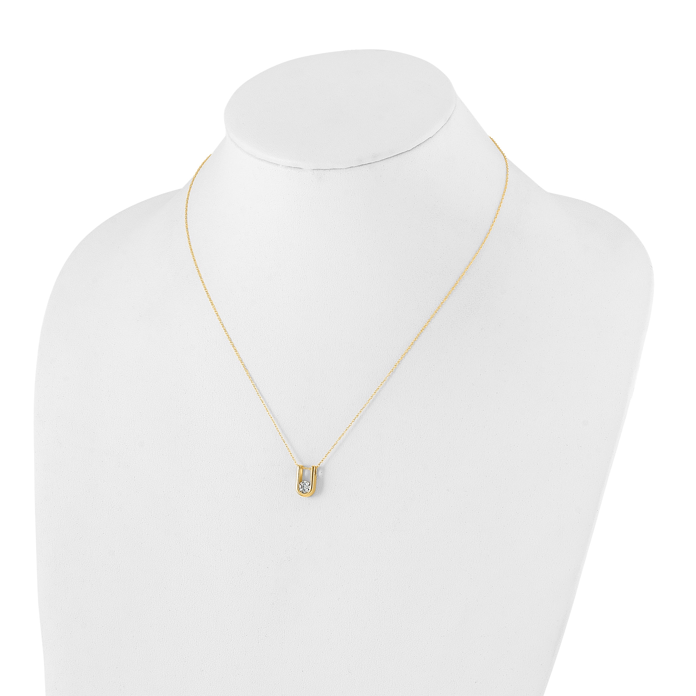 14k 1/3 carat Lab Grown Diamond VS/SI+ G+ Round Complete 18 inch U-Shape Pendant Necklace