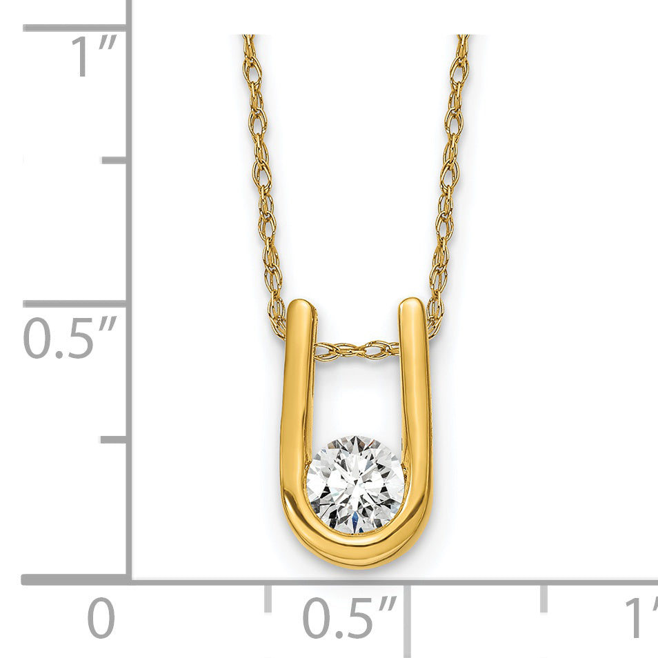 14k 1/3 carat Lab Grown Diamond VS/SI+ G+ Round Complete 18 inch U-Shape Pendant Necklace