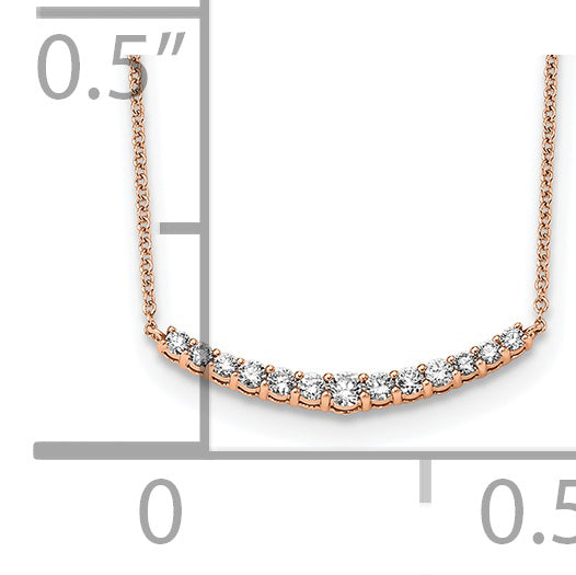 14k Rose Gold 1/2 carat Lab Grown Diamond VS+ F+ Complet 18 inch Fashion Bar Necklace