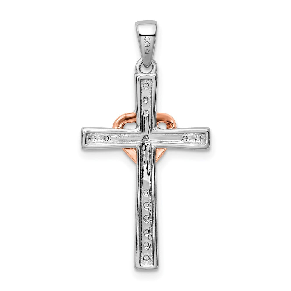 14K Two-Tone Lab Grown Diamond VS/SI FGH Heart Cross Pendant