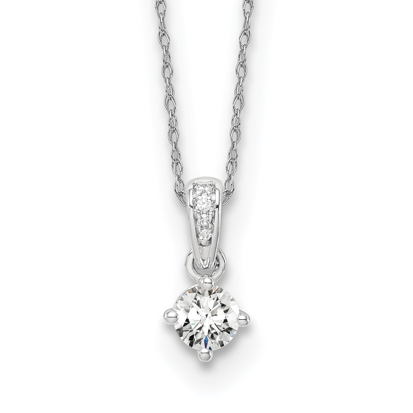 14k White Gold 1/3 carat Lab Grown Diamond VS/SI+ G+ 18 inch Pendant Necklace