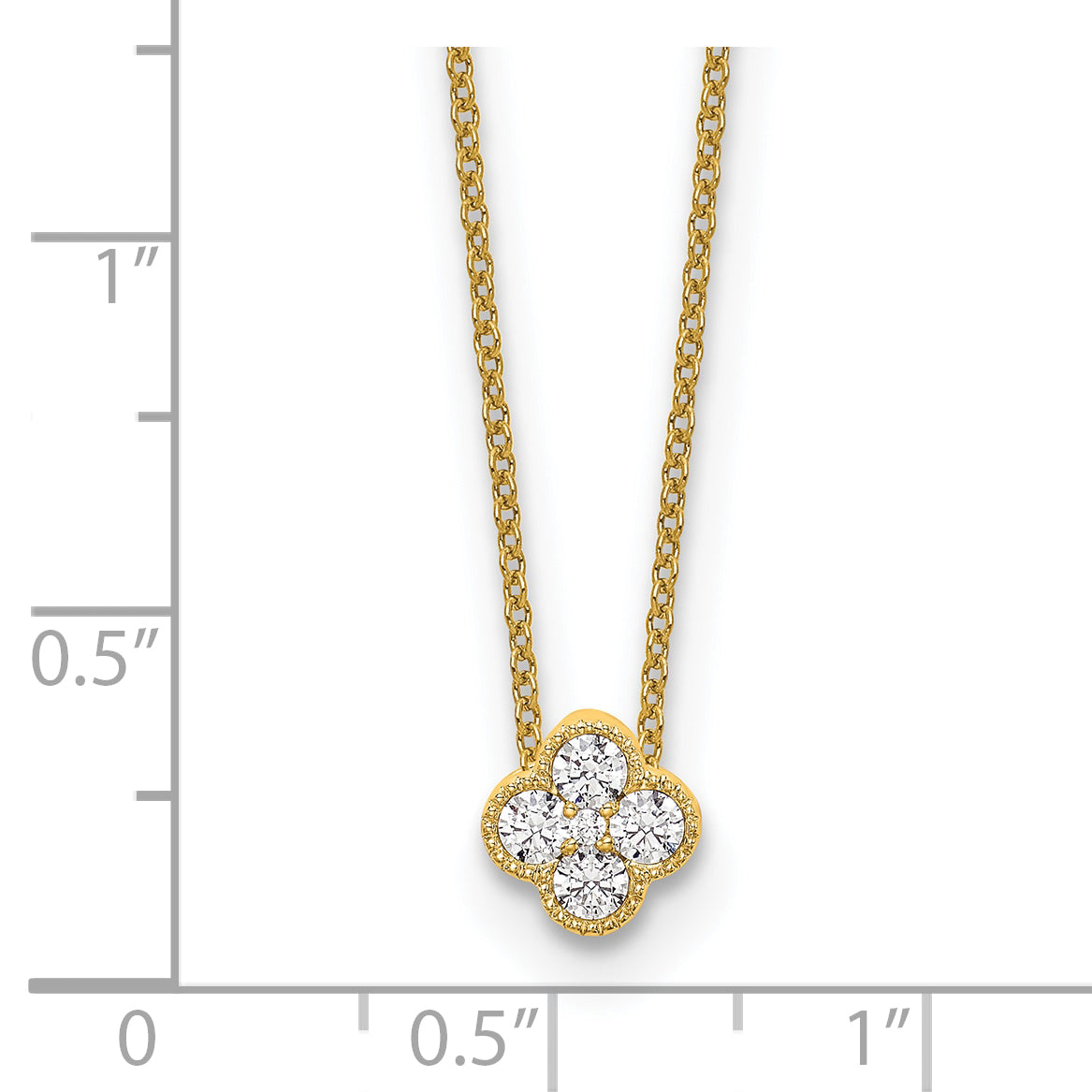 10k 1/4 carat Lab Grown Diamond VS/SI+ G+ Complete 18 inch Bloom Pendant Necklace