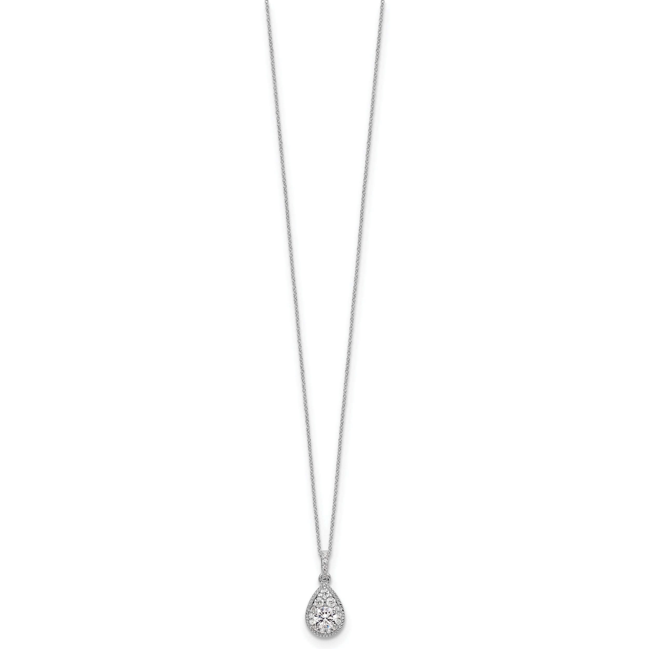 10k White Gold 1/2 carat Lab Grown Diamond VS/SI+ G+ Complete 18 inch Teardrop Pendant Necklace