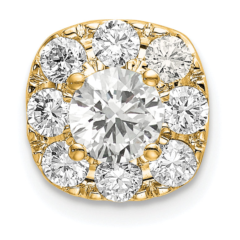 14k White Gold 1/4 carat Lab Grown Diamond VS/SI+ G+ Complete Cushion Halo Chain Slide Pendant