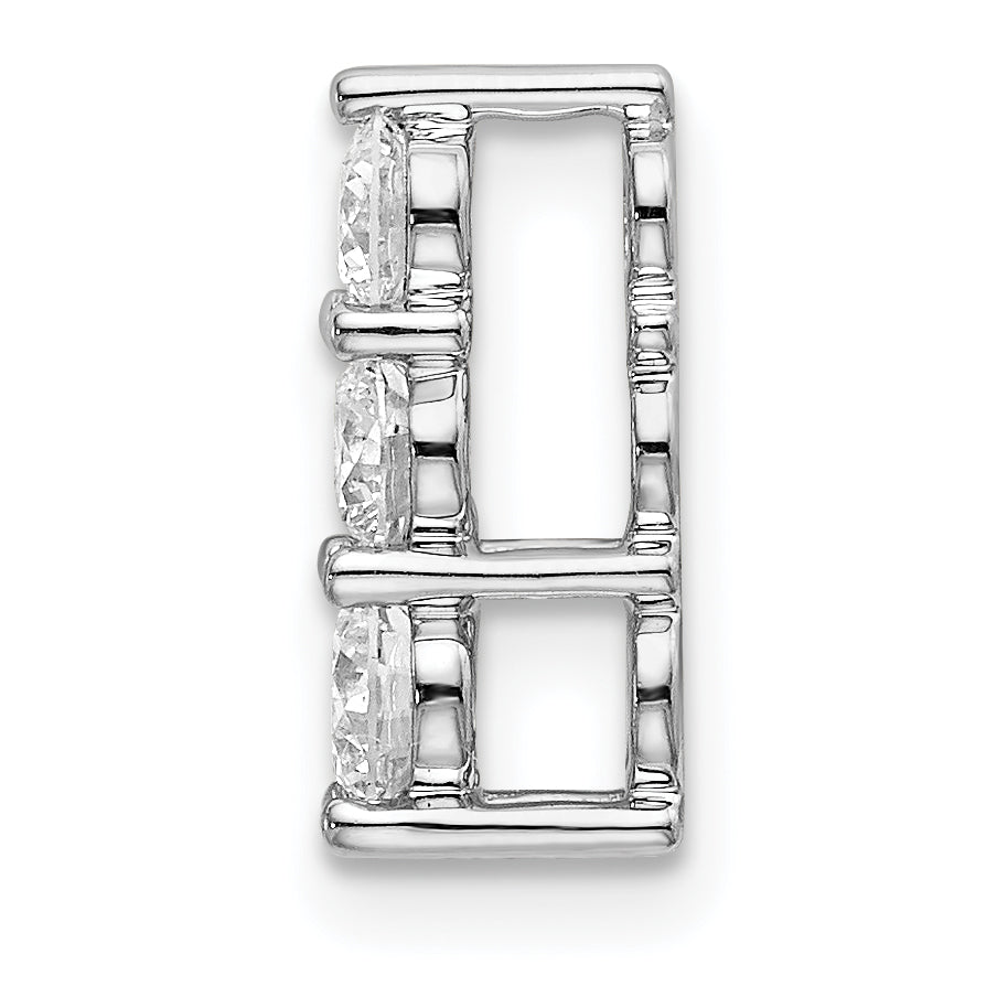 14k White Gold 1/2 carat Lab Grown Diamond VS/SI+ G+ Three Stone Chain Slide Pendant