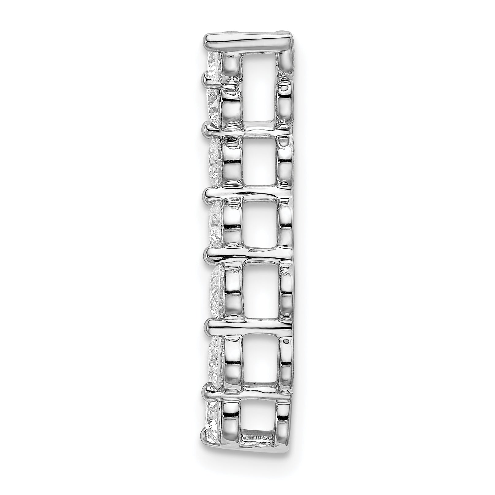 14k White Gold 3/4 carat Lab Grown Diamond VS/SI+ G+ Seven Stone Curved Bar Chain Slide Pendant