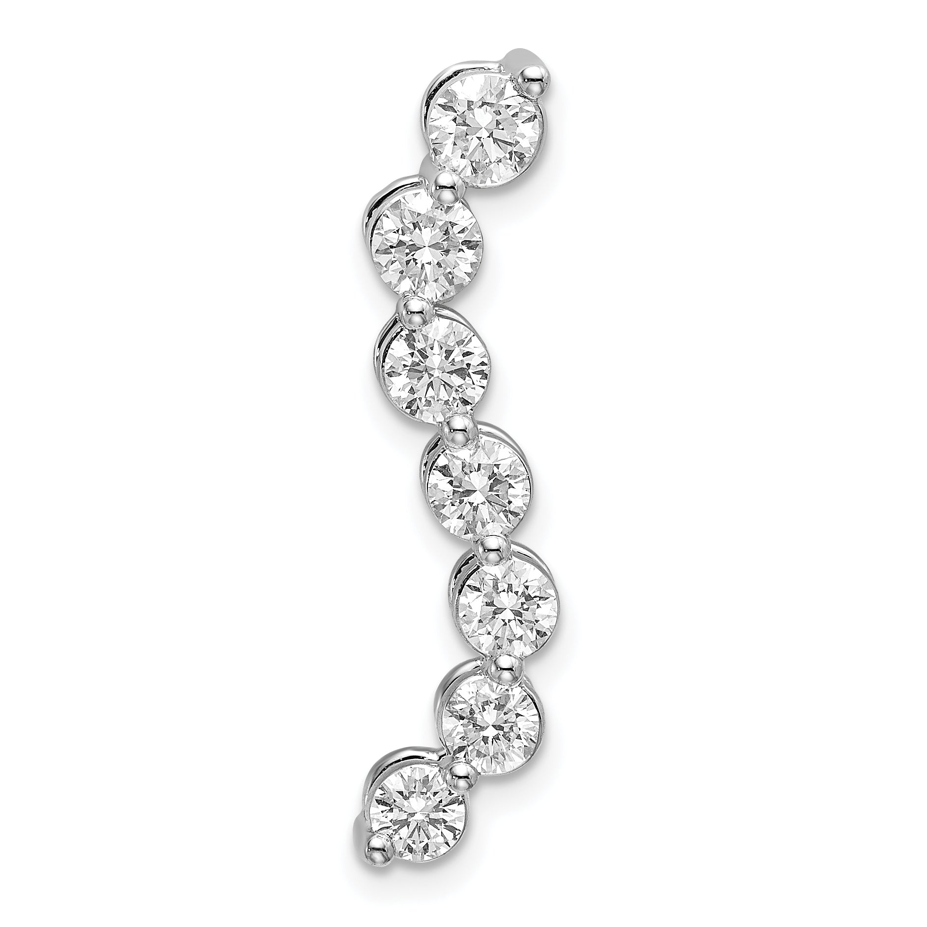 14k White Gold 3/4 carat Lab Grown Diamond VS/SI+ G+ Seven Stone Curved Bar Chain Slide Pendant