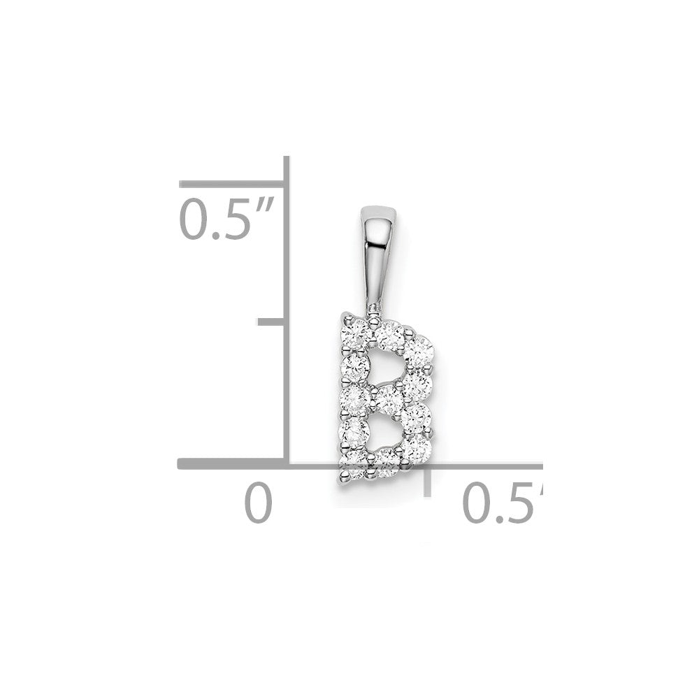 14K White Gold Lab Grown Vs/Si Fgh Dia Letter B Initial Pendant