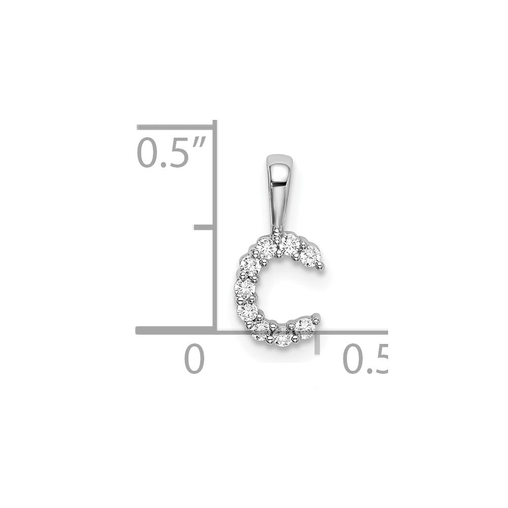 14K White Gold Lab Grown VS/SI FGH Dia Letter C Initial Pendant