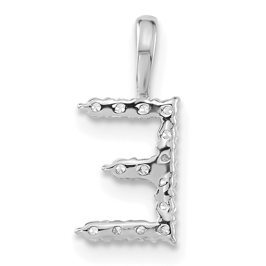 14k White Gold 1/8 carat Lab Grown Diamond VS/SI+ G+ Complete Letter E Initial Pendant