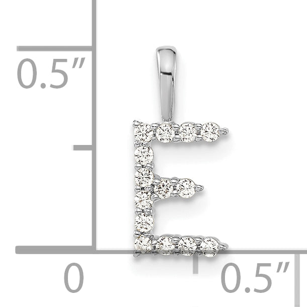 14k White Gold 1/8 carat Lab Grown Diamond VS/SI+ G+ Complete Letter E Initial Pendant
